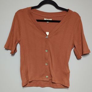 NWT Madewell Rust Ribbed Button Down Blouse
